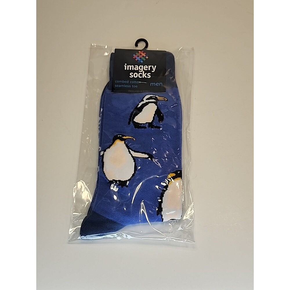 New Imagery Socks Mens Blue Penguin Print Socks Funky Crazy